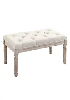 Flash Sale โ๏ธ HOMCOM 51" Faux Leather Rectangular Tufted Storage Ottoman for Living Room Entryway or Bedroom Cream White ๐