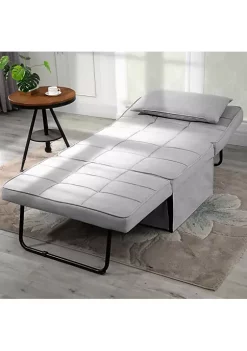 Outlet 🎉 HOMCOM 4 In 1 Design Convertible Sofa Tea Table Lounge Chair Single Bed with 5 Level Adjustable Backrest Footstool and Metal Frame for Living Room Bedroom Grey ⭐ -HOMCOM Sales Store Belk 1227