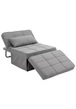 Outlet 🎉 HOMCOM 4 In 1 Design Convertible Sofa Tea Table Lounge Chair Single Bed with 5 Level Adjustable Backrest Footstool and Metal Frame for Living Room Bedroom Grey ⭐ -HOMCOM Sales Store Belk 1229