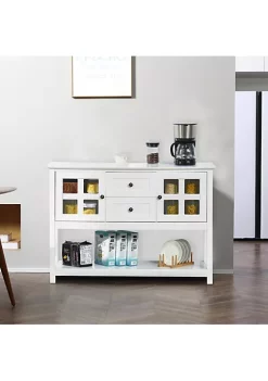 Top 10 💯 HOMCOM Kitchen Sideboard Serving Buffet Cabinet Cupboard Console Table with Adjustable Shelves Glass Doors and 2 Drawers for Living Room White 🛒 -HOMCOM Sales Store Belk 1232