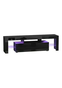 Brand new 🔥 HOMCOM High Gloss TV Stand Cabinet with Remote Controlled LED Lights Media TV Console Table with Storage Compartment for TVs up to 65" Black ✔️ -HOMCOM Sales Store Belk 1249