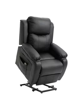 Flash Sale ๐ HOMCOM Living Room Power Lift Chair PU Leather Electric Recliner Sofa Chair for Elderly with Remote Control Black ๐