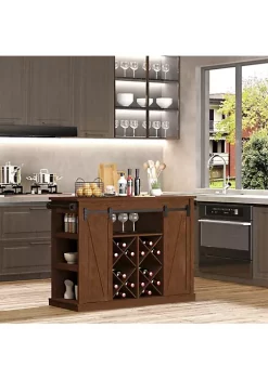 Top 10 😍 HOMCOM 53" Portable Kitchen Island Utility Kitchen Trolley Storage Cart on Wheels with Sliding Barn Doors 3 Tier Shelves Wine Rack and Towel Holders Walnut 💯 9 Top 10 😍 HOMCOM 53" Portable Kitchen Island Utility Kitchen Trolley Storage Cart on Wheels with Sliding Barn Doors 3 Tier Shelves Wine Rack and Towel Holders Walnut 💯 -HOMCOM Sales Store Belk 1262