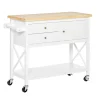 Best deal 🌟 HOMCOM Rolling Kitchen Island Utility Trolley Cart with with Rubberwood Top Storage Cabinet 2 Drawers Towel Rack White 💯 1 Best deal 🌟 HOMCOM Rolling Kitchen Island Utility Trolley Cart with with Rubberwood Top Storage Cabinet 2 Drawers Towel Rack White 💯 -HOMCOM Sales Store Belk 1265