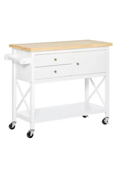 Best deal ๐ HOMCOM Rolling Kitchen Island Utility Trolley Cart with with Rubberwood Top Storage Cabinet 2 Drawers Towel Rack White ๐ฏ 11 Best deal ๐ HOMCOM Rolling Kitchen Island Utility Trolley Cart with with Rubberwood Top Storage Cabinet 2 Drawers Towel Rack White ๐ฏ -HOMCOM Sales Store Belk 1269