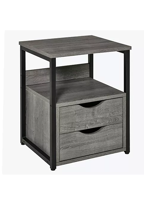 Discount ❤️ HOMCOM Industrial Side Table End Table with 2 Storage Drawers Accent Piece for Living Room Bedroom Grey 👍 3 Discount ❤️ HOMCOM Industrial Side Table End Table with 2 Storage Drawers Accent Piece for Living Room Bedroom Grey 👍
