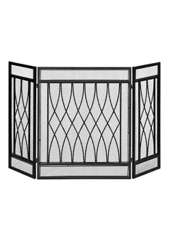 Flash Sale 😍 HOMCOM 3 Panel Folding Fireplace Screen Metal Mesh Fire Spark Guard for Wood Burning 49" x 31" Black 🔥