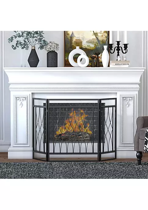 Flash Sale ๐ HOMCOM 3 Panel Folding Fireplace Screen Metal Mesh Fire Spark Guard for Wood Burning 49" x 31" Black ๐ฅ 5 Flash Sale ๐ HOMCOM 3 Panel Folding Fireplace Screen Metal Mesh Fire Spark Guard for Wood Burning 49" x 31" Black ๐ฅ - Image 3