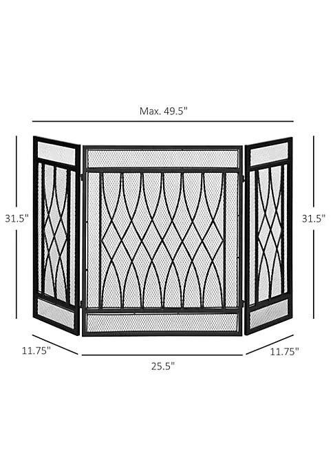 Flash Sale ๐ HOMCOM 3 Panel Folding Fireplace Screen Metal Mesh Fire Spark Guard for Wood Burning 49" x 31" Black ๐ฅ 6 Flash Sale ๐ HOMCOM 3 Panel Folding Fireplace Screen Metal Mesh Fire Spark Guard for Wood Burning 49" x 31" Black ๐ฅ - Image 4