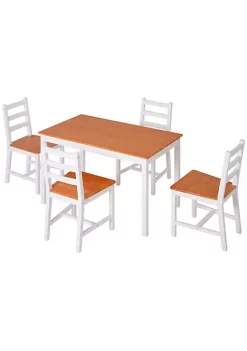 Buy โ๏ธ HOMCOM 5 Piece Dining Room Table Set Wooden Kitchen Table and Chairs for Dinette Breakfast Nook White ๐