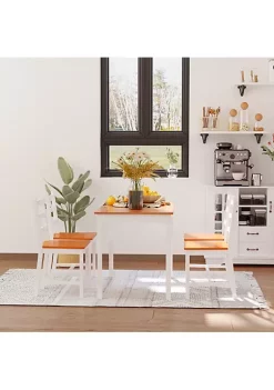 Buy ✔️ HOMCOM 5 Piece Dining Room Table Set Wooden Kitchen Table and Chairs for Dinette Breakfast Nook White 😍 -HOMCOM Sales Store Belk 1297