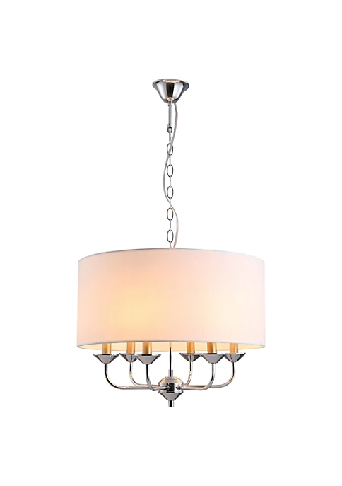 Flash Sale ✨ HOMCOM 6 Light Modern Chandelier Candle Pendant Light Fabric Lampshade with Adjustable Chain Hanging Light Fixture White ✨ 4 Flash Sale ✨ HOMCOM 6 Light Modern Chandelier Candle Pendant Light Fabric Lampshade with Adjustable Chain Hanging Light Fixture White ✨ - Image 2