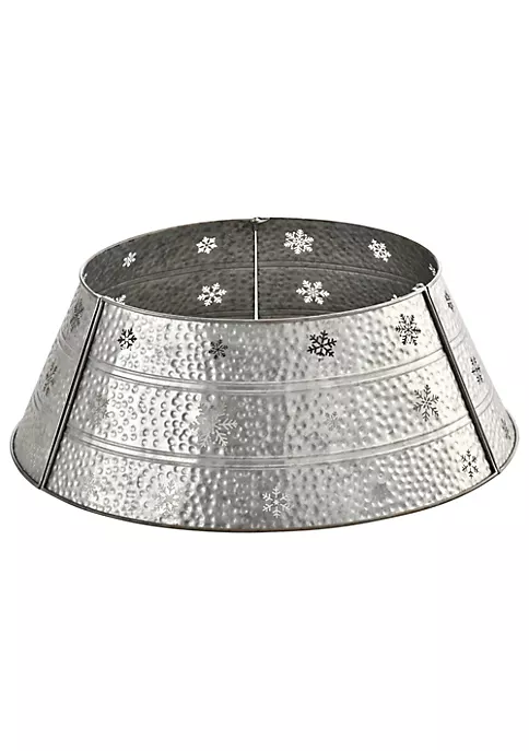 Discount 🎉 HOMCOM 🔔 Christmas Tree Collar Steel Tree Ring 👗 Skirt Home Xmas Decoration with Snowflake Print 26" Base Silver 👍 -HOMCOM Sales Store Belk 1305