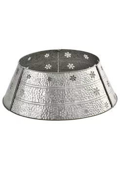 Discount 🎉 HOMCOM 🔔 Christmas Tree Collar Steel Tree Ring 👗 Skirt Home Xmas Decoration with Snowflake Print 26" Base Silver 👍 -HOMCOM Sales Store Belk 1309