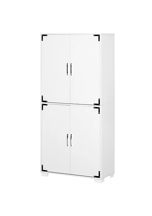 Best Pirce 💯 HOMCOM Industrial Style 4 Door Cabinet Pantry Cupboard with Storage Shelves for Bedroom and Living Room White 😀 4 Best Pirce 💯 HOMCOM Industrial Style 4 Door Cabinet Pantry Cupboard with Storage Shelves for Bedroom and Living Room White 😀 - Image 2