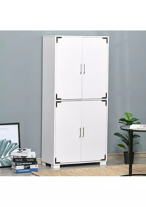 Best Pirce 💯 HOMCOM Industrial Style 4 Door Cabinet Pantry Cupboard with Storage Shelves for Bedroom and Living Room White 😀 5 Best Pirce 💯 HOMCOM Industrial Style 4 Door Cabinet Pantry Cupboard with Storage Shelves for Bedroom and Living Room White 😀 - Image 3