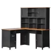 Discount 😀 HOMCOM L Shaped Computer Desk with Storage Shelves Home Office Desk with Drawers and Cabinets Black 🔥 -HOMCOM Sales Store Belk 132