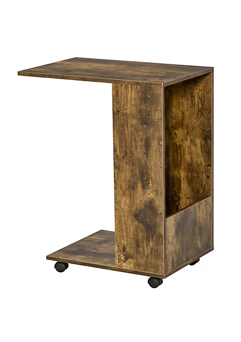 Outlet ๐ HOMCOM C Shaped Sofa Side Table Mobile End Table with Storage and Wheels for Living Room Bedroom Office Rustic Brown ๐ 7 Outlet ๐ HOMCOM C Shaped Sofa Side Table Mobile End Table with Storage and Wheels for Living Room Bedroom Office Rustic Brown ๐ - Image 5