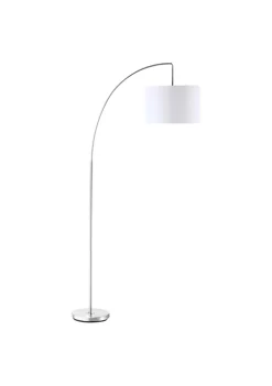 Hot Sale 💯 HOMCOM Arc Floor Reading Lamp Tall Pole Standing Lamp with Hanging Fabric Lampshade for Living Room or Bedroom Silver/White 🥰