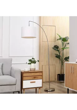 Hot Sale 💯 HOMCOM Arc Floor Reading Lamp Tall Pole Standing Lamp with Hanging Fabric Lampshade for Living Room or Bedroom Silver/White 🥰 -HOMCOM Sales Store Belk 1344