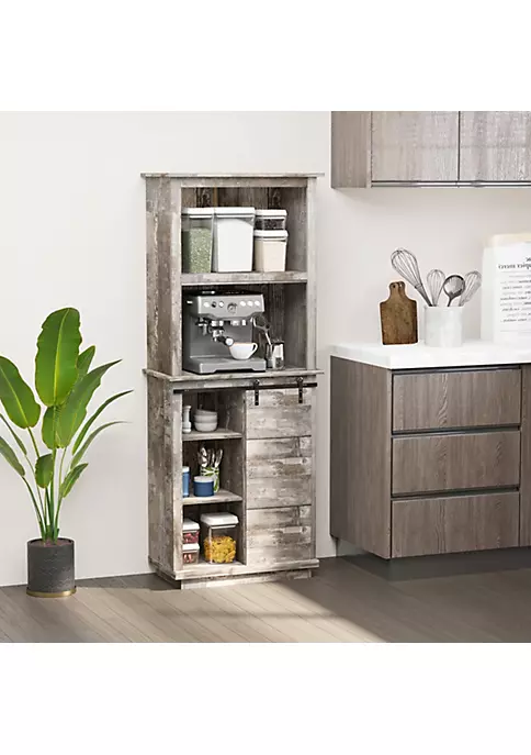 Cheap ๐งจ HOMCOM Freestanding Rustic Kitchen Buffet with Hutch Pantry Storage Cabinet with Sliding Barn Door Adjustable Shelf Vintage Wood ๐ฏ 4 Cheap ๐งจ HOMCOM Freestanding Rustic Kitchen Buffet with Hutch Pantry Storage Cabinet with Sliding Barn Door Adjustable Shelf Vintage Wood ๐ฏ - Image 2