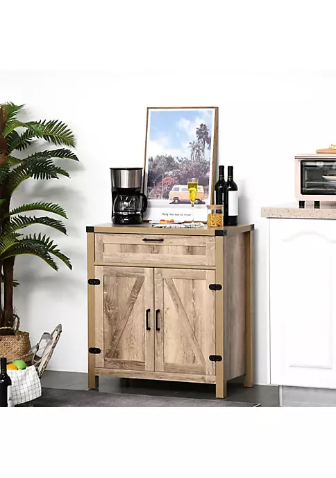 Cheap ✔️ HOMCOM Farmhouse Sideboard Wooden Accent Buffet Storage Cabinet with Drawer and Adjustable Shelf for Kitchen Oak ❤️ 4 Cheap ✔️ HOMCOM Farmhouse Sideboard Wooden Accent Buffet Storage Cabinet with Drawer and Adjustable Shelf for Kitchen Oak ❤️ - Image 2