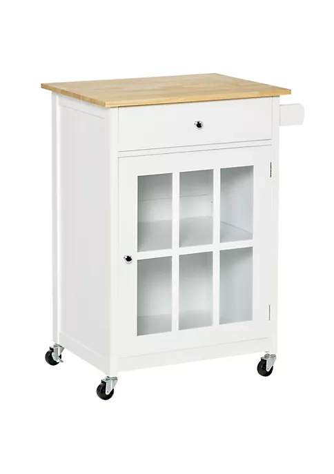 Best Pirce ⌛ HOMCOM 27" Rolling Kitchen Island Cart with Drawer and Glass Door Cabinet Kitchen Trolley with Adjustable Shelf and Towel Rack White ⭐ 7 Best Pirce ⌛ HOMCOM 27" Rolling Kitchen Island Cart with Drawer and Glass Door Cabinet Kitchen Trolley with Adjustable Shelf and Towel Rack White ⭐ - Image 5