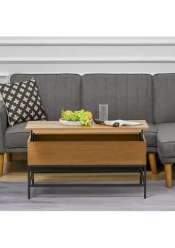 Brand new 🎁 HOMCOM Modern Lift Top Coffee Table with Hidden Storage Compartment and Steel Legs for Living Room Reception Room Brown 🔥 -HOMCOM Sales Store Belk 1397