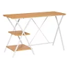 Best Pirce 🔥 HOMCOM Computer Desk with Shelves Wood Grain Writing Desk with 2 Tier Storage Shelves Home Office Desk Study Table Work Desk Corner Desk Natural 👍