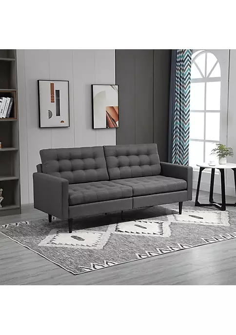 Best Sale ๐ HOMCOM Linen Fabric Convertible Sofa Bed with Button Tufted Back Design Adjustable Angles and Wood Legs Grey ๐ 4 Best Sale ๐ HOMCOM Linen Fabric Convertible Sofa Bed with Button Tufted Back Design Adjustable Angles and Wood Legs Grey ๐ - Image 2