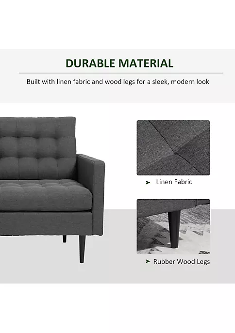 Best Sale ๐ HOMCOM Linen Fabric Convertible Sofa Bed with Button Tufted Back Design Adjustable Angles and Wood Legs Grey ๐ 6 Best Sale ๐ HOMCOM Linen Fabric Convertible Sofa Bed with Button Tufted Back Design Adjustable Angles and Wood Legs Grey ๐ - Image 4
