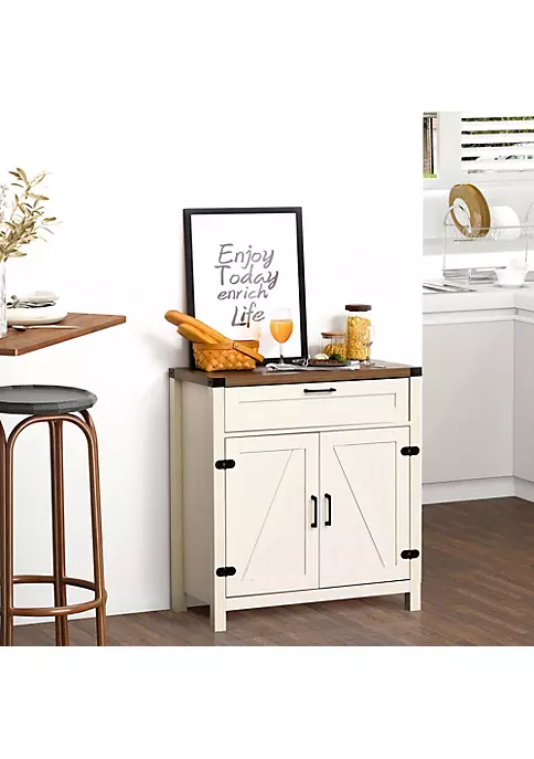 Best Sale 🛒 HOMCOM Farmhouse Sideboard Wooden Accent Buffet Storage Cabinet with Drawer and Adjustable Shelf for Kitchen White 😀 6 Best Sale 🛒 HOMCOM Farmhouse Sideboard Wooden Accent Buffet Storage Cabinet with Drawer and Adjustable Shelf for Kitchen White 😀 - Image 4