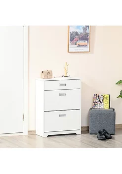 Cheap ⌛ HOMCOM 3 Drawer 👟 Shoe Cabinet Modern Storage Rack with 2 Flip Doors Adjustable Shelf Freestanding Organizer for Hallway Holds 16 Pairs 👟 Shoe White 🌟 -HOMCOM Sales Store Belk 1423