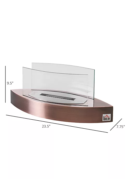Wholesale 🌟 HOMCOM Portable Tabletop Ventless Bio Ethanol Fireplace with Glass Walls Stainless Steel Arc Base Bronze ⌛ 5 Wholesale 🌟 HOMCOM Portable Tabletop Ventless Bio Ethanol Fireplace with Glass Walls Stainless Steel Arc Base Bronze ⌛ - Image 3