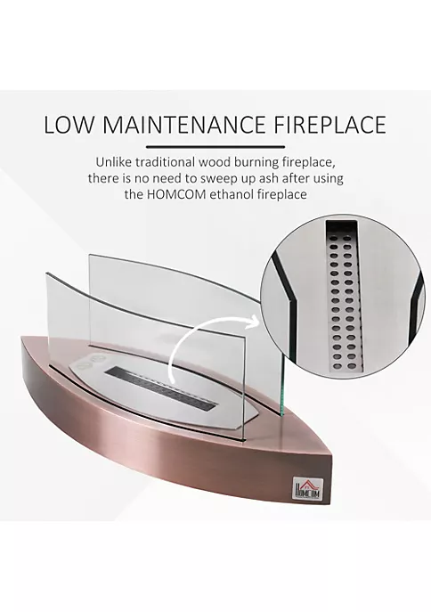 Wholesale 🌟 HOMCOM Portable Tabletop Ventless Bio Ethanol Fireplace with Glass Walls Stainless Steel Arc Base Bronze ⌛ 6 Wholesale 🌟 HOMCOM Portable Tabletop Ventless Bio Ethanol Fireplace with Glass Walls Stainless Steel Arc Base Bronze ⌛ - Image 4