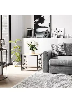 Budget 😍 HOMCOM Side Table Modern End Table with Metal Frame Nightstand for Bedroom Living Room Black 😀 -HOMCOM Sales Store Belk 1440
