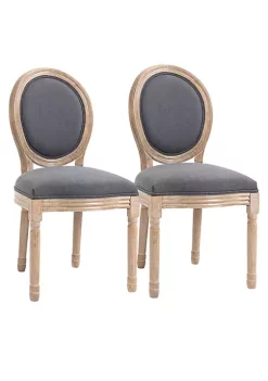 Brand new 🥰 HOMCOM French Style Upholstered Dining Chairs Set of 2 Armless Accent Side Chairs with Linen Touch Upholstery Set of 2 Grey 💯