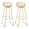 New ❤️ HOMCOM Modern Bar Stools Set of 2 Bar Height Barstools 29" Seat Height Bar Chairs for Kitchen Pub with Backrest and Footrest Steel Frame Gold 💯 -HOMCOM Sales Store Belk 1461