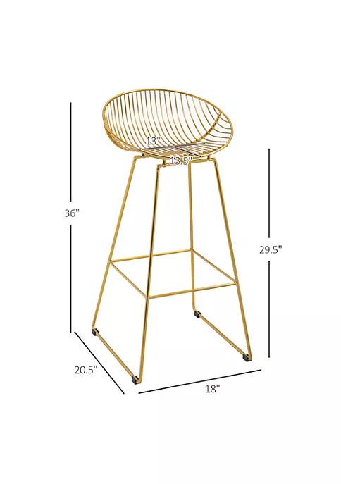 New โค๏ธ HOMCOM Modern Bar Stools Set of 2 Bar Height Barstools 29" Seat Height Bar Chairs for Kitchen Pub with Backrest and Footrest Steel Frame Gold ๐ฏ 5 New โค๏ธ HOMCOM Modern Bar Stools Set of 2 Bar Height Barstools 29" Seat Height Bar Chairs for Kitchen Pub with Backrest and Footrest Steel Frame Gold ๐ฏ - Image 3