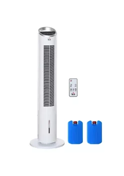 Discount ⌛ HOMCOM 0 Gallon Portable Oscillating Air Cooler Fan Standing Ice Floor Fan with Humidifier 3 Modes 3 Speeds 8H Timer and Remote Control White 🌟