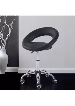 Best Sale 💯 HOMCOM Crescent Rolling Salon Stool with Adjustable Height Breathable Open Back Foam Cushion Seat and 5 Caster Wheels Black ✨ -HOMCOM Sales Store Belk 1479