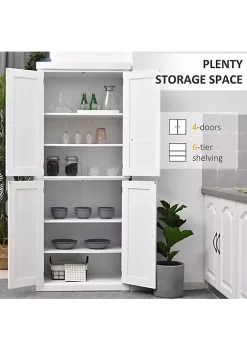 Buy ✨ HOMCOM Traditional Farmhouse Kitchen Pantry Cupboard with Two Storage Cabinets and 4 Adjustable Shelves White 🧨 -HOMCOM Sales Store Belk 148