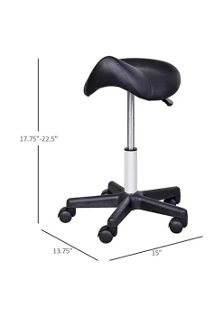 Coupon 🔥 HOMCOM Rolling Saddle Stool Swivel Salon Chair Ergonomic Faux Leather Stool Adjustable Height with Wheels for Spa Salon Massage Office Black 🔥 -HOMCOM Sales Store Belk 1483