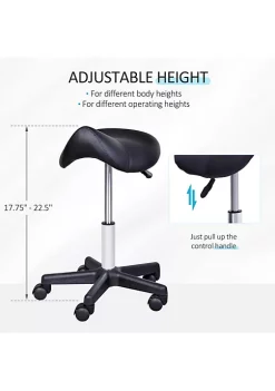 Coupon 🔥 HOMCOM Rolling Saddle Stool Swivel Salon Chair Ergonomic Faux Leather Stool Adjustable Height with Wheels for Spa Salon Massage Office Black 🔥 -HOMCOM Sales Store Belk 1484