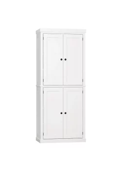 Buy ✨ HOMCOM Traditional Farmhouse Kitchen Pantry Cupboard with Two Storage Cabinets and 4 Adjustable Shelves White 🧨 -HOMCOM Sales Store Belk 149