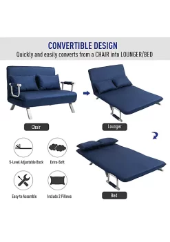 Best Pirce 😉 HOMCOM Convertible Sofa Bed Sleeper Chair 5 Position Adjustable Backrest Armchair Sleeper with Pillows Leisure Chaise Lounge Couch Blue ✨ -HOMCOM Sales Store Belk 1490