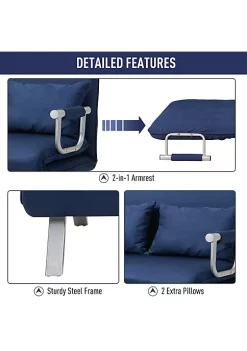 Best Pirce 😉 HOMCOM Convertible Sofa Bed Sleeper Chair 5 Position Adjustable Backrest Armchair Sleeper with Pillows Leisure Chaise Lounge Couch Blue ✨ -HOMCOM Sales Store Belk 1491