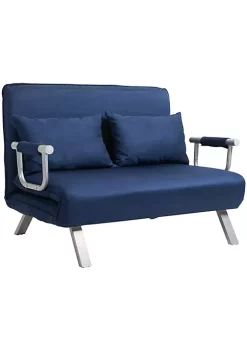 Best Pirce 😉 HOMCOM Convertible Sofa Bed Sleeper Chair 5 Position Adjustable Backrest Armchair Sleeper with Pillows Leisure Chaise Lounge Couch Blue ✨ -HOMCOM Sales Store Belk 1492