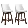 Coupon 🎁 HOMCOM 28" Swivel Bar Height Bar Stools Set of 2 Armless Upholstered Barstools Chairs with Nailhead Trim and Wood Legs White 🧨 -HOMCOM Sales Store Belk 1493