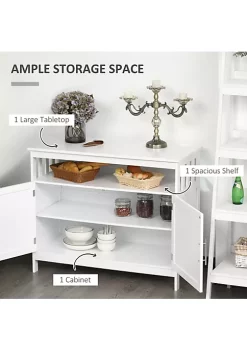 Best reviews of ✔️ HOMCOM Kitchen Buffet Sideboard Wooden Storage Console Table with 2 Level Cabinet and Open Shelf White 👏 -HOMCOM Sales Store Belk 1511